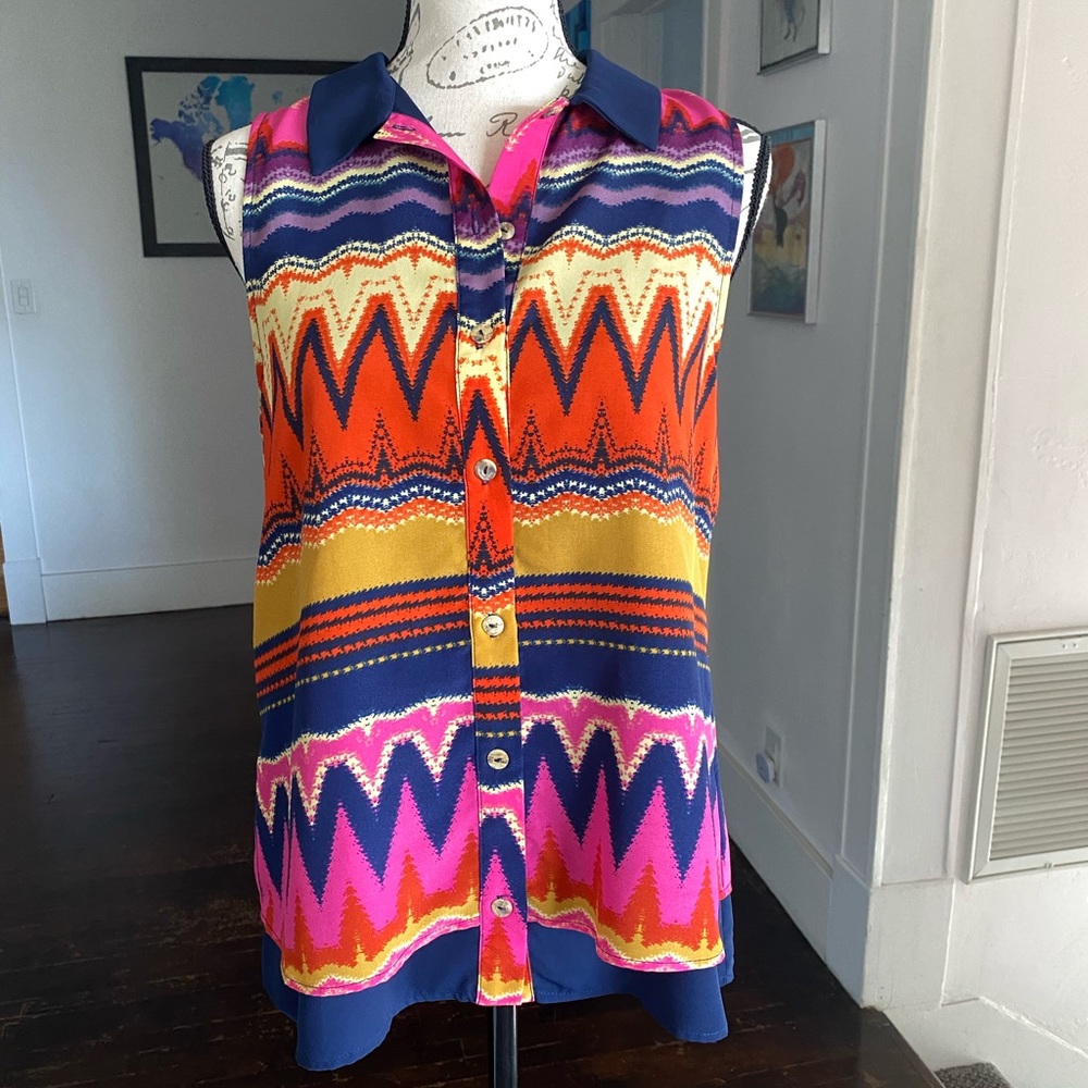 Kaya Di Koko bright patterned sleeveless top M